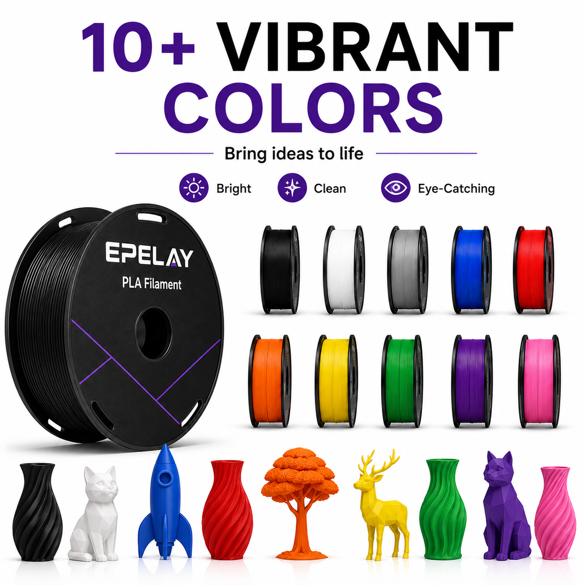 EPELAY PLA+ 3D Printer Filament 1.75mm, 1kg