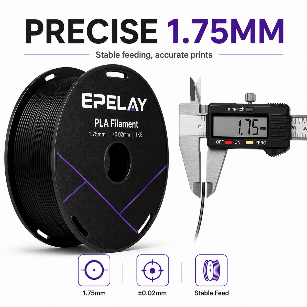 EPELAY PLA+ 3D Printer Filament 1.75mm, 1kg