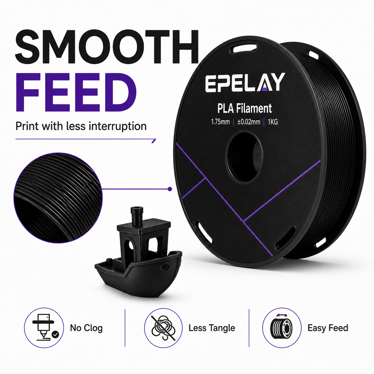 EPELAY PLA+ 3D Printer Filament 1.75mm, 1kg