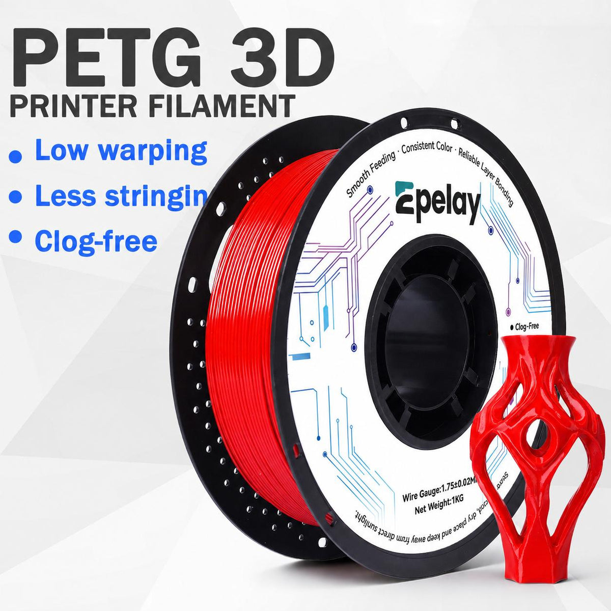 EPELAY PETG 3D Printer Filament 1.75mm, 1kg