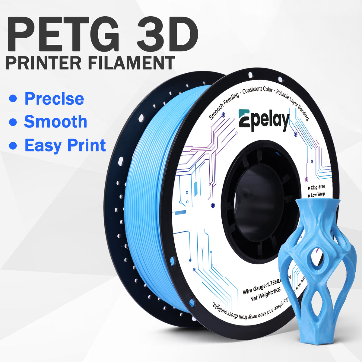 EPELAY PETG 3D Printer Filament 1.75mm, 1kg