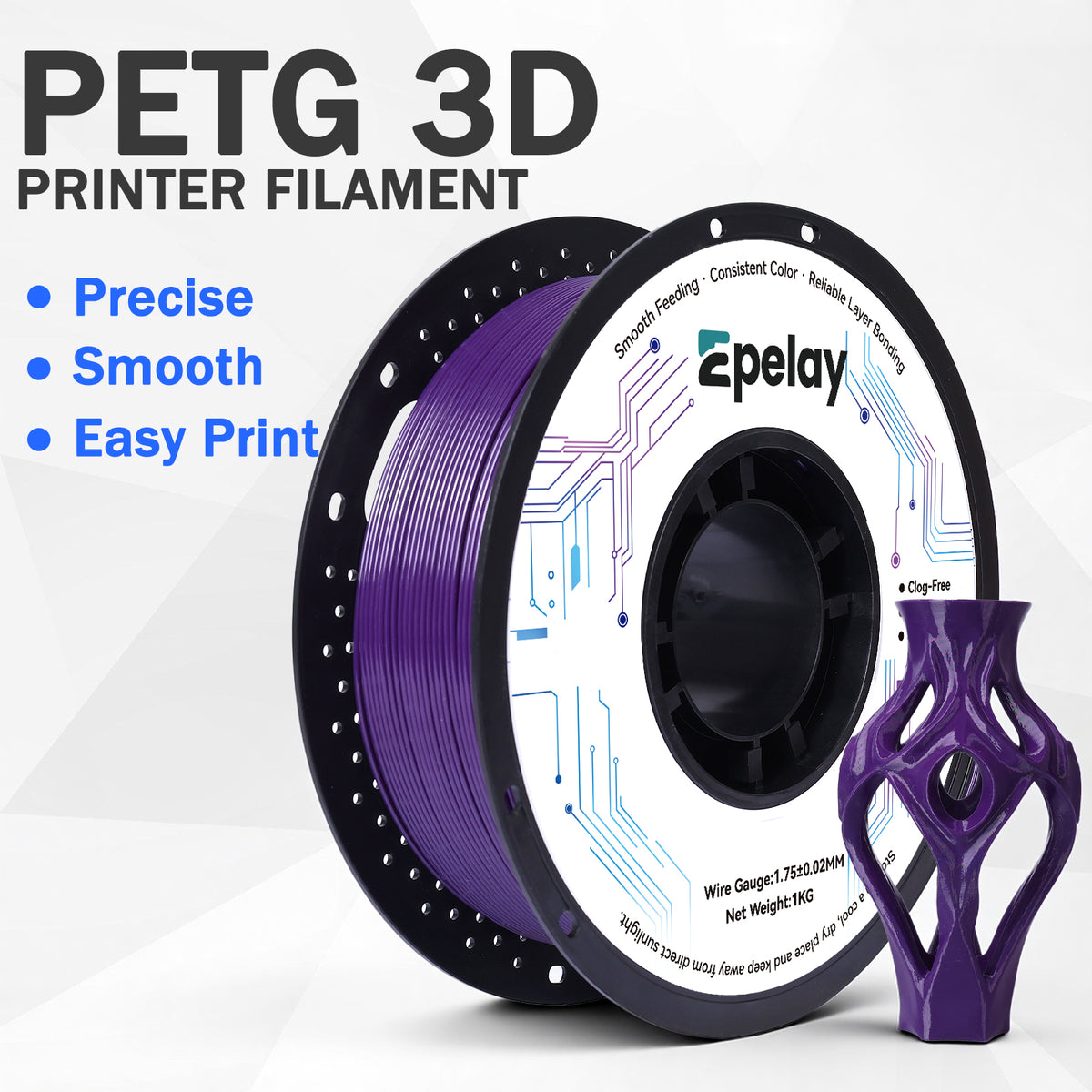 EPELAY PETG 3D Printer Filament 1.75mm, 1kg