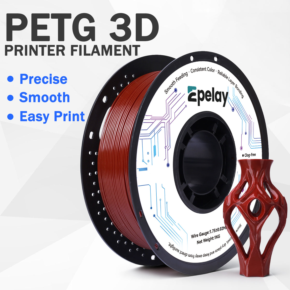 EPELAY PETG 3D Printer Filament 1.75mm, 1kg